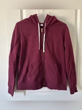 Old Navy Maroon Zip-Up Hoodie with White Drawstrings